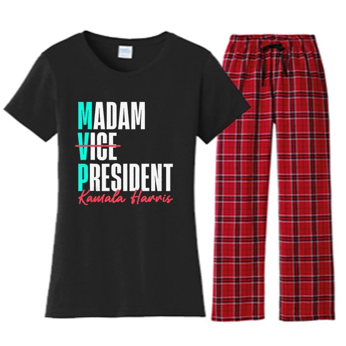 Kamala Harris 2024 Madam President Mvp 24 Democrat Women's Flannel Pajama Set