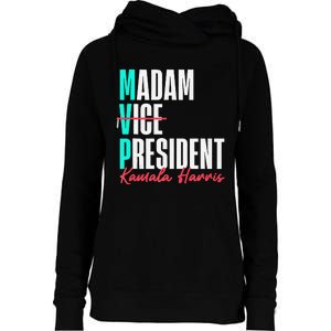 Kamala Harris 2024 Madam President Mvp 24 Democrat Womens Funnel Neck Pullover Hood