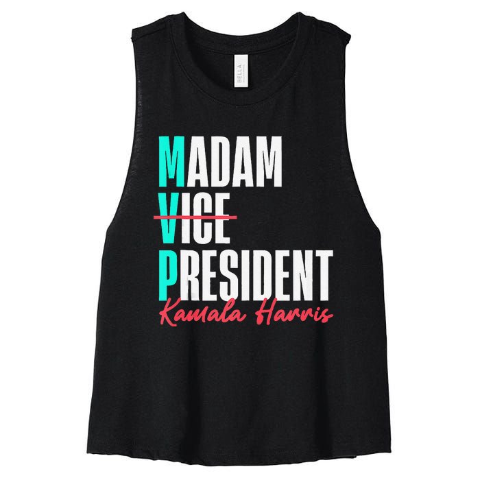 Kamala Harris 2024 Madam President Mvp 24 Democrat Women's Racerback Cropped Tank