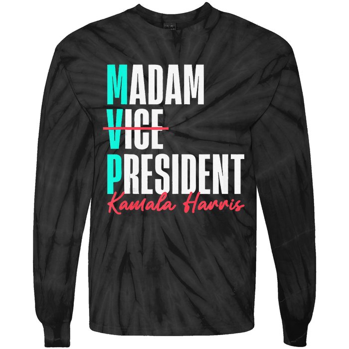 Kamala Harris 2024 Madam President Mvp 24 Democrat Tie-Dye Long Sleeve Shirt