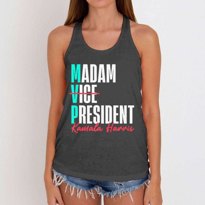 Kamala Harris 2024 Madam President Mvp 24 Democrat Women's Knotted Racerback Tank