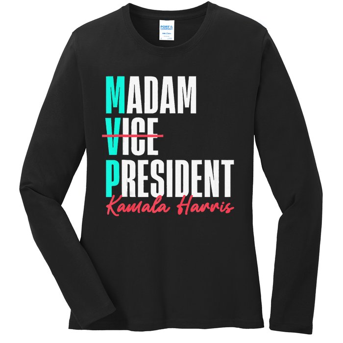 Kamala Harris 2024 Madam President Mvp 24 Democrat Ladies Long Sleeve Shirt