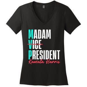 Kamala Harris 2024 Madam President Mvp 24 Democrat Women's V-Neck T-Shirt