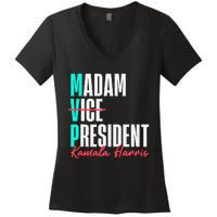 Kamala Harris 2024 Madam President Mvp 24 Democrat Women's V-Neck T-Shirt