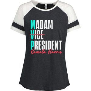 Kamala Harris 2024 Madam President Mvp 24 Democrat Enza Ladies Jersey Colorblock Tee