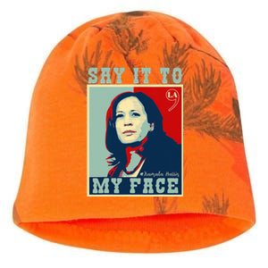 Kamala Harris 2024 Say It To My Face Kati - Camo Knit Beanie