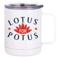 Kamala Harris 2024 Lotus For Potus President Election 12 oz Stainless Steel Tumbler Cup