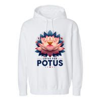 Kamala Harris 2024 Lotus For Potus Trending President Garment-Dyed Fleece Hoodie