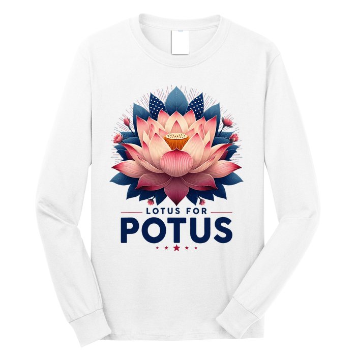 Kamala Harris 2024 Lotus For Potus Trending President Long Sleeve Shirt