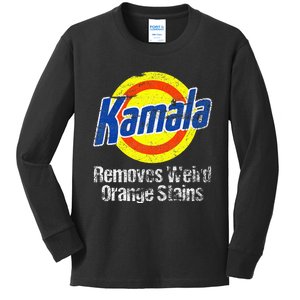 Kamala Harris 2024 Kamala Removes Weird Orange Stains Kids Long Sleeve Shirt