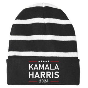 Kamala Harris 2024 Presidential Election Campaign Striped Beanie with Solid Band