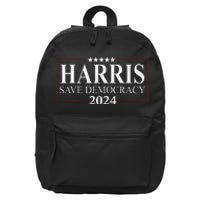 Kamala Harris 2024 Save Our Democracy Vote For President 16 in Basic Backpack