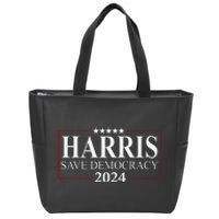 Kamala Harris 2024 Save Our Democracy Vote For President Zip Tote Bag