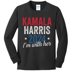 Kamala Harris 2024 Support IM With Her Kamala Harris 2024 Kids Long Sleeve Shirt