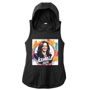 Kamala Harris 2024 24 Madam Vice President Democrat Ladies PosiCharge Tri-Blend Wicking Draft Hoodie Tank