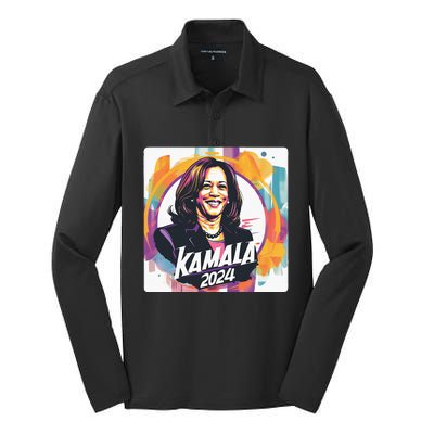 Kamala Harris 2024 24 Madam Vice President Democrat Silk Touch Performance Long Sleeve Polo