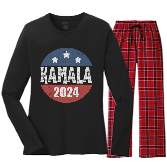 Kamala Harris 2024 For President Campaign Democrats Election Women's Long Sleeve Flannel Pajama Set 