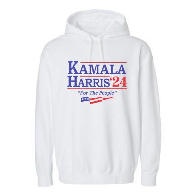 Kamala Harris 24 For The People President 2024 Us Flag Garment-Dyed Fleece Hoodie