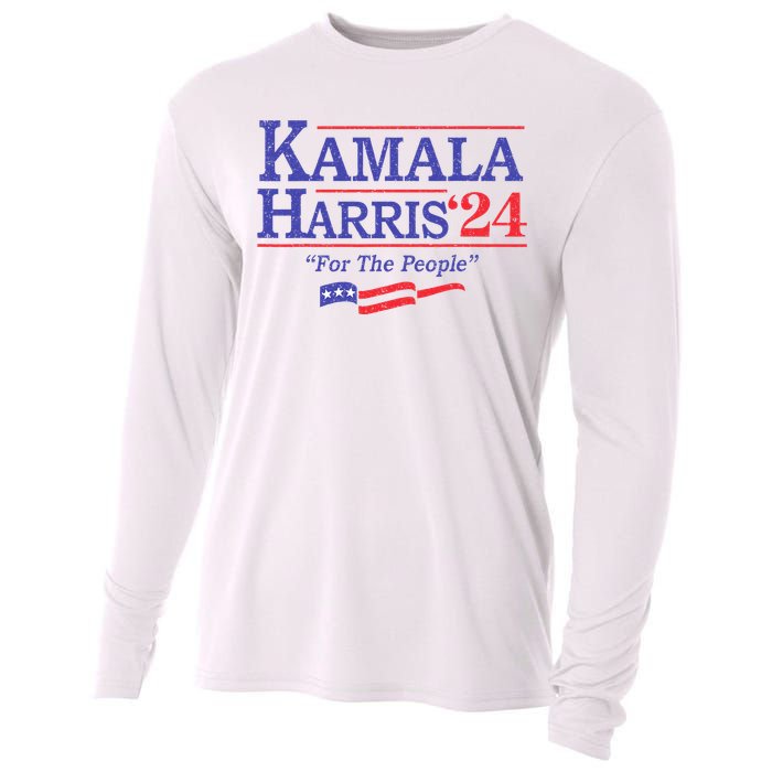 Kamala Harris 24 For The People President 2024 Us Flag Cooling Performance Long Sleeve Crew