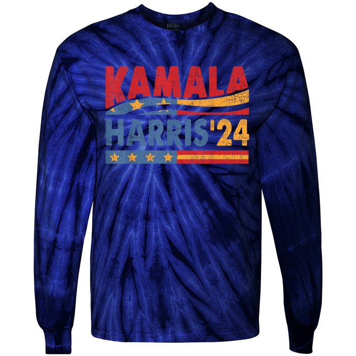 Kamala Harris 2024 For President Retro Kamala Harris 2024 For President Election Tie-Dye Long Sleeve Shirt