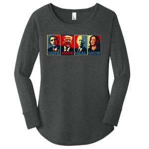 Kamala Harris 2024 V Neck Women's Perfect Tri Tunic Long Sleeve Shirt