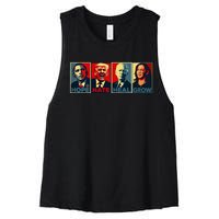 Kamala Harris 2024 V Neck Women's Racerback Cropped Tank