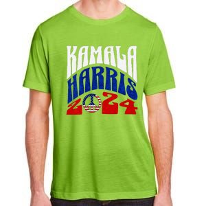 Kamala Harris 2024 Vote Peace Retro Groovy President Women V Neck Adult ChromaSoft Performance T-Shirt