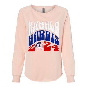 Kamala Harris 2024 Vote Peace Retro Groovy President Women V Neck Womens California Wash Sweatshirt