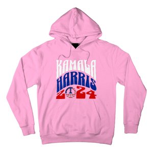 Kamala Harris 2024 Vote Peace Retro Groovy President Women V Neck Hoodie