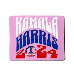 Kamala Harris 2024 Vote Peace Retro Groovy President Women V Neck Mousepad