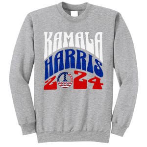 Kamala Harris 2024 Vote Peace Retro Groovy President Women V Neck Sweatshirt