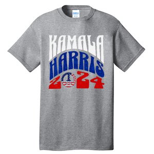 Kamala Harris 2024 Vote Peace Retro Groovy President Women V Neck Tall T-Shirt