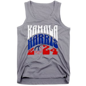 Kamala Harris 2024 Vote Peace Retro Groovy President Women V Neck Tank Top