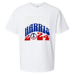 Kamala Harris 2024 Vote Peace Retro Groovy President Women V Neck Sueded Cloud Jersey T-Shirt