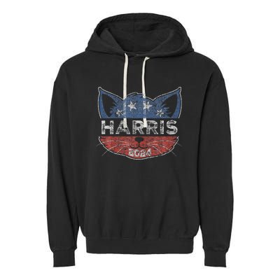 Kamala Harris 2024 Button Cat Face For Cat Lady Kamala Lover Garment-Dyed Fleece Hoodie