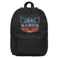 Kamala Harris 2024 Button Cat Face For Cat Lady Kamala Lover 16 in Basic Backpack
