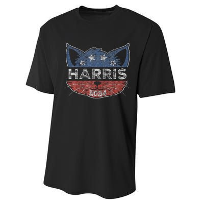 Kamala Harris 2024 Button Cat Face For Cat Lady Kamala Lover Performance Sprint T-Shirt