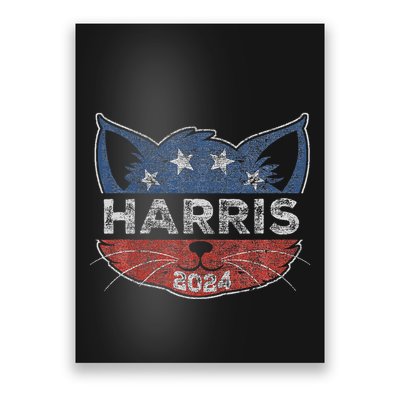 Kamala Harris 2024 Button Cat Face For Cat Lady Kamala Lover Poster