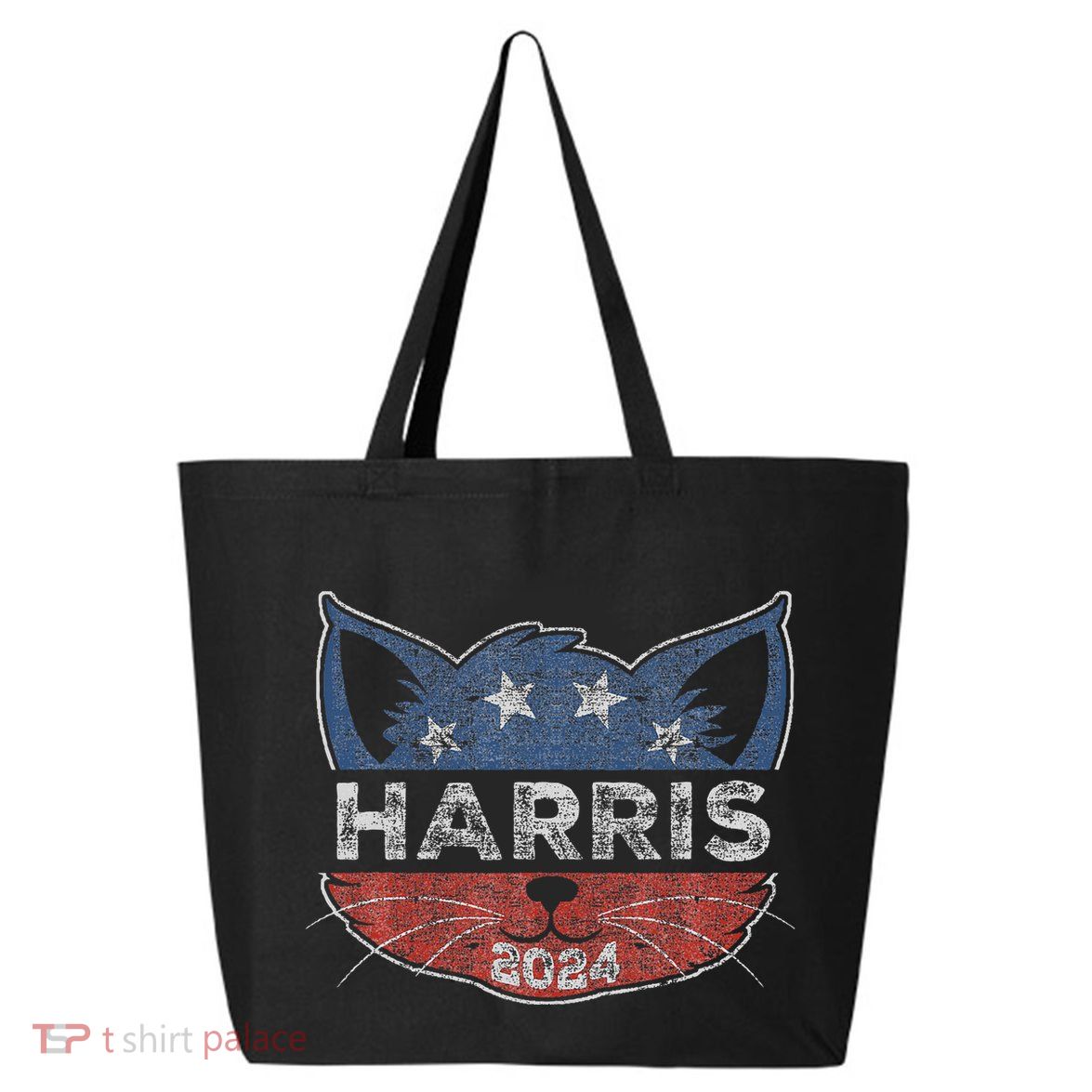 Kamala Harris 2024 Button Cat Face For Cat Lady Kamala Lover 25L Jumbo Tote