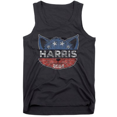 Kamala Harris 2024 Button Cat Face For Cat Lady Kamala Lover Tank Top