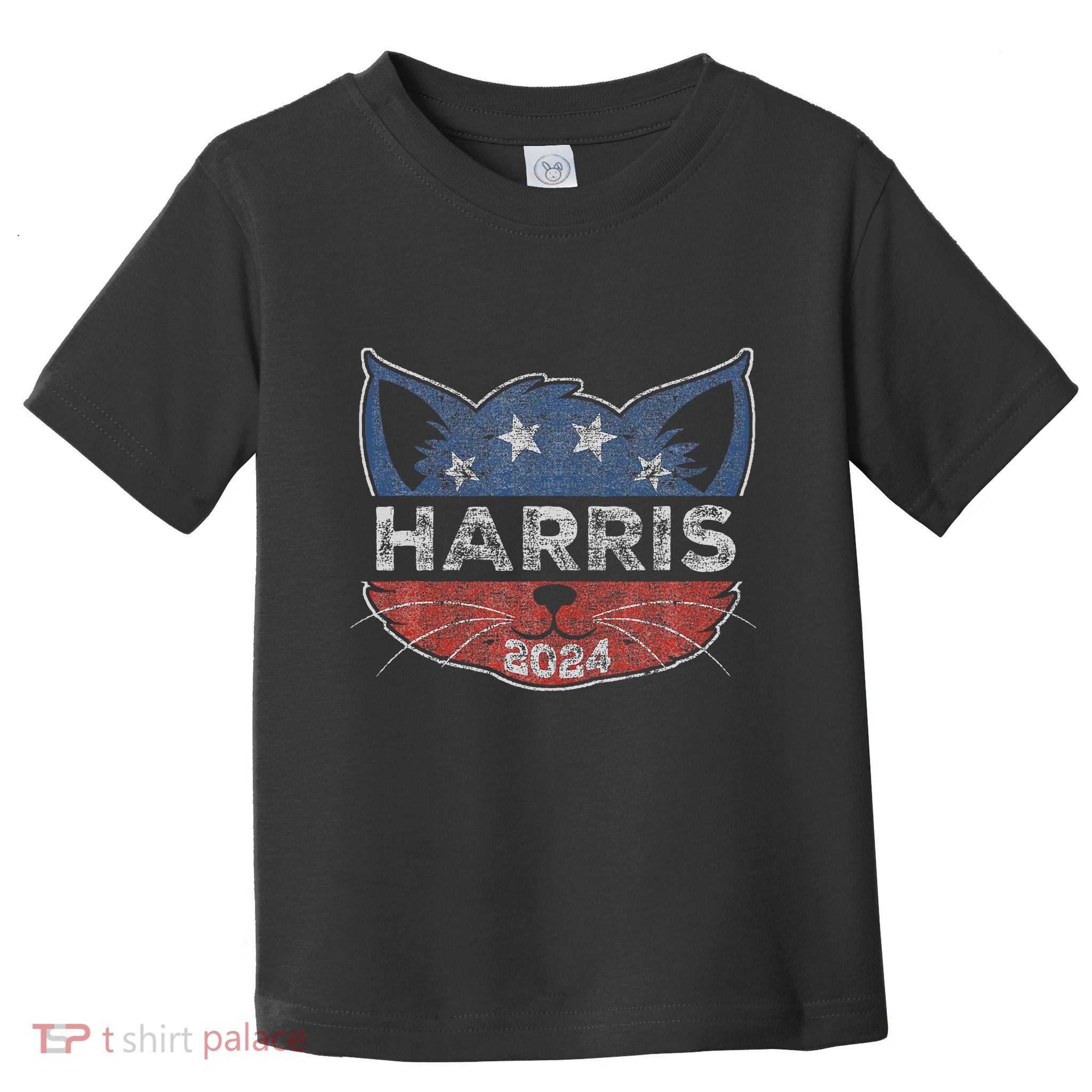 Kamala Harris 2024 Button Cat Face For Cat Lady Kamala Lover Toddler T-Shirt