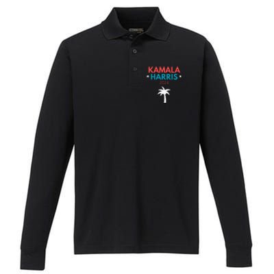 Kamala Harris 2024 Us Election Coconut Funny Meme Design Performance Long Sleeve Polo