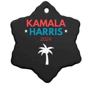 Kamala Harris 2024 Us Election Coconut Funny Meme Design Ceramic Star Ornament