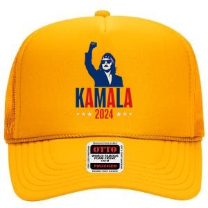 Kamala Harris 2024 Presidential Campaign Patriotic Stance High Crown Mesh Back Trucker Hat