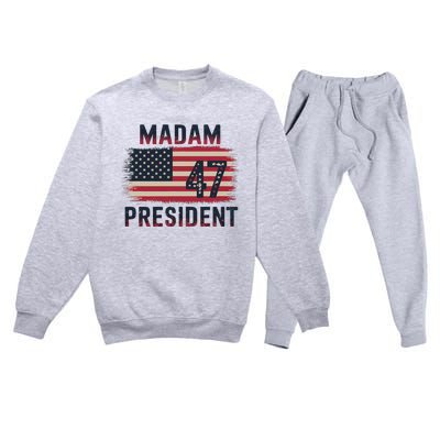 Kamala Harris 2024 Madam President Kamala 47 Usa Premium Crewneck Sweatsuit Set