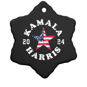 Kamala Harris 2024 President American Flag Vote Kamala Ceramic Star Ornament