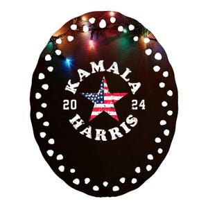 Kamala Harris 2024 President American Flag Vote Kamala Ceramic Oval Ornament