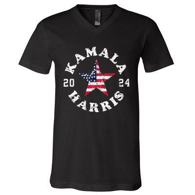 Kamala Harris 2024 President American Flag Vote Kamala V-Neck T-Shirt