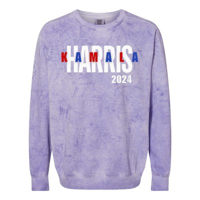 Kamala Harris 2024 Presidential Campaign Typography Graphic Colorblast Crewneck Sweatshirt