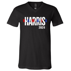 Kamala Harris 2024 Presidential Campaign Typography Graphic V-Neck T-Shirt